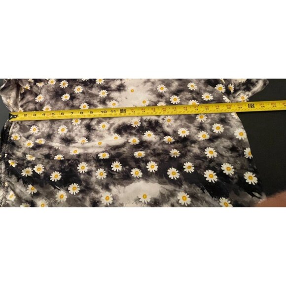 Orange Kiss Daisy Flower PLUS Size 2X Ruched Side Artsy Tee Floral T-Shirt Top - Picture 7 of 10